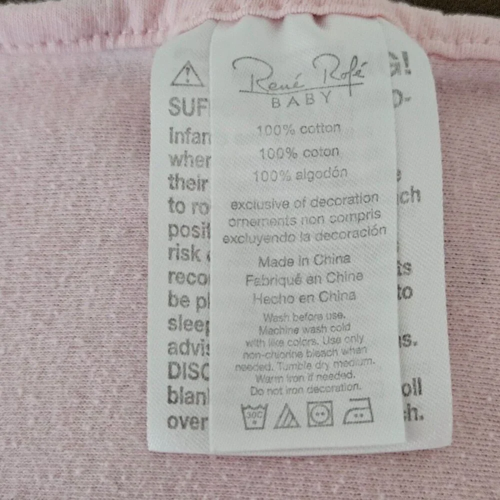 Rene Rofe Baby Pink Gray Kitty Cat Receiving Blanket 100% Cotton 21x32 READ Flaw